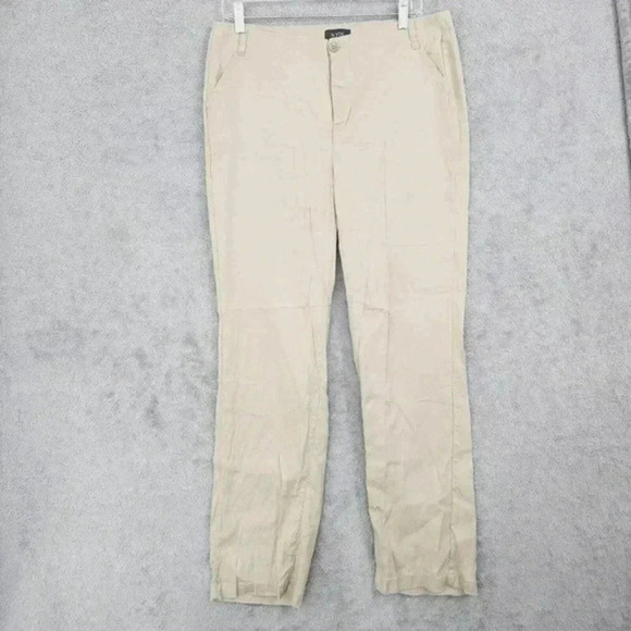 NYDJ Womens Beige Straight Leg Pants Size 8 Linen Blend 8CT‎ - Picture 1 of 7